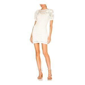 Something Navy 'Crochet' White Floral Accents Mini Dress Size M